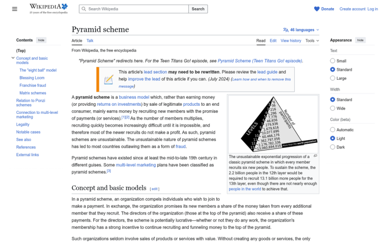 People connected in a pyramid network structure