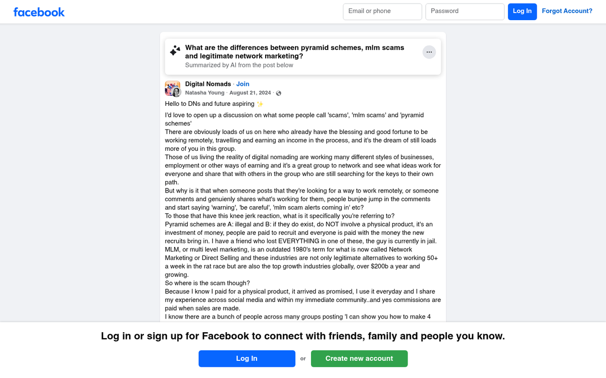 Warning signs of MLM scam websites