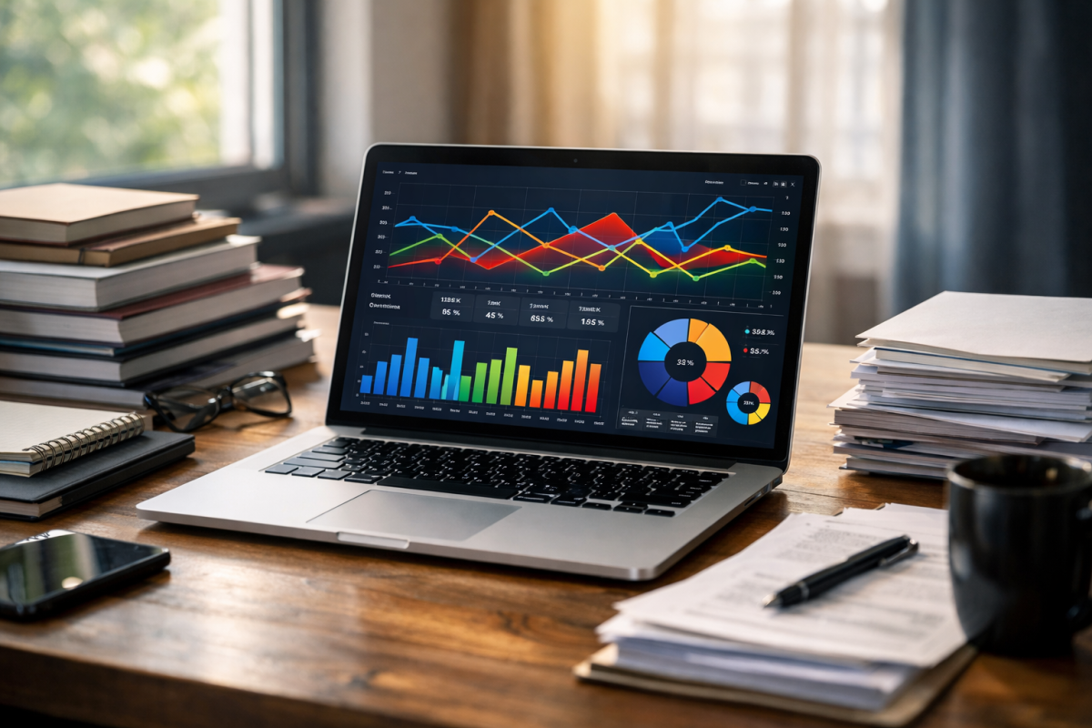 Person creating digital content on laptop