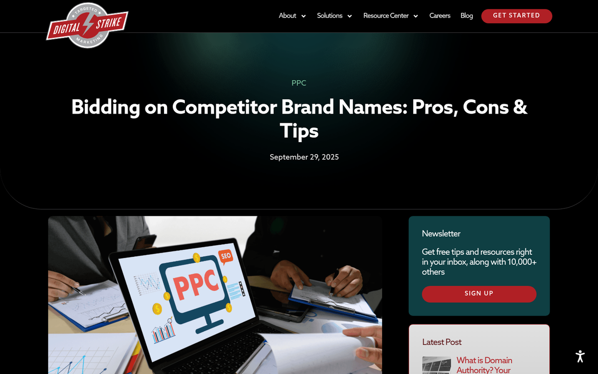 Competitor brand name search results page