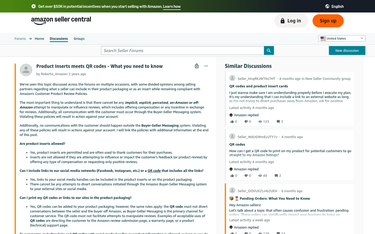 Product insert card requesting customer review