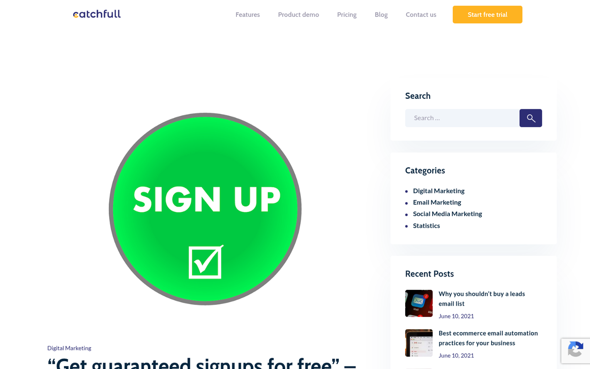 Person signing up on a website form