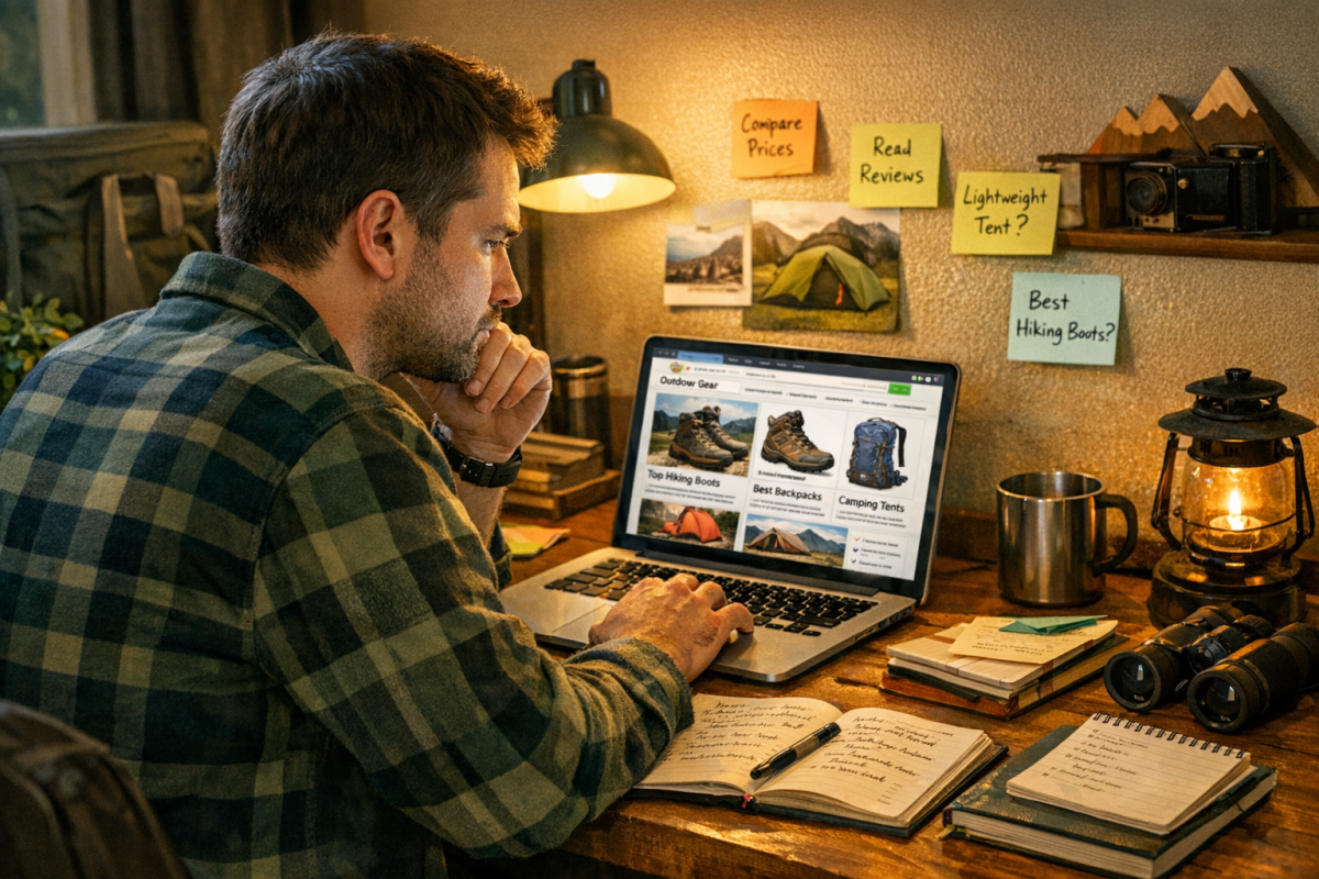 Person researching profitable affiliate niche ideas