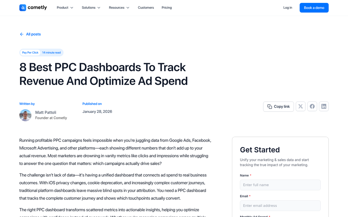 Pay-per-click advertising dashboard on screen