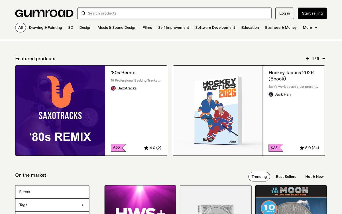 Digital products displayed on laptop screen