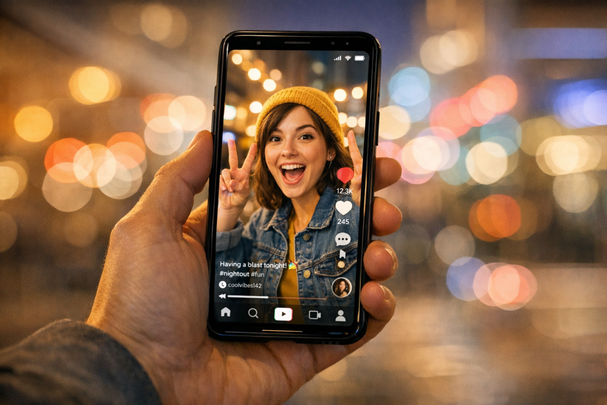 Social media icons and short video interface