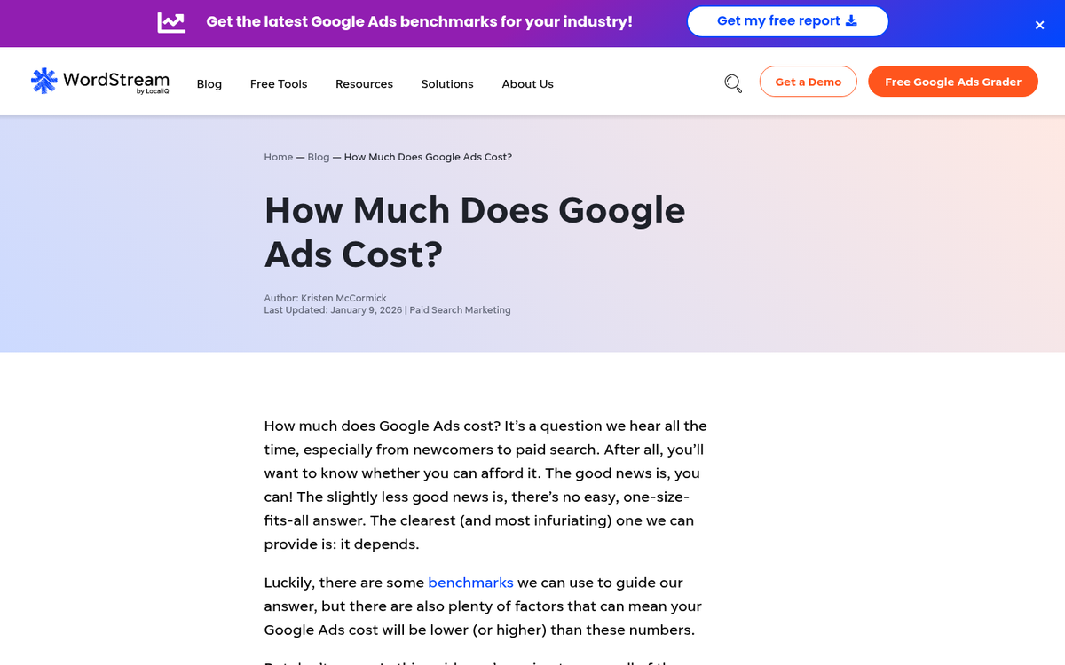 Map showing regional PPC cost variations by location
