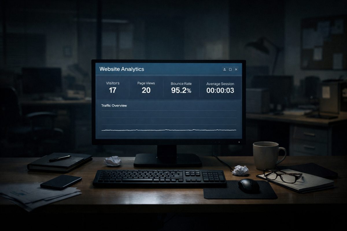 Empty website with low visitor traffic