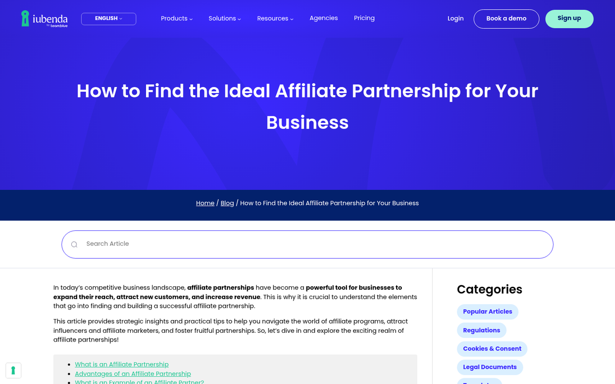 Screenshot of low-engagement affiliate link placement