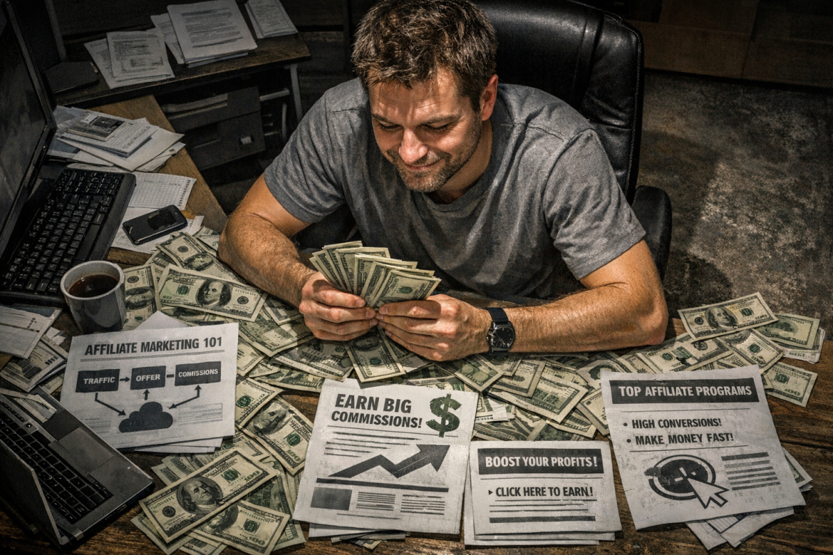 Person counting money with dollar signs