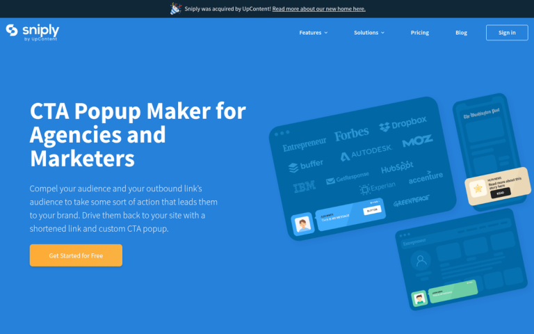 Sniply URL shortener call-to-action overlay demo