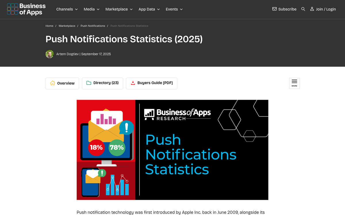 Smartphone displaying intrusive push notification alert