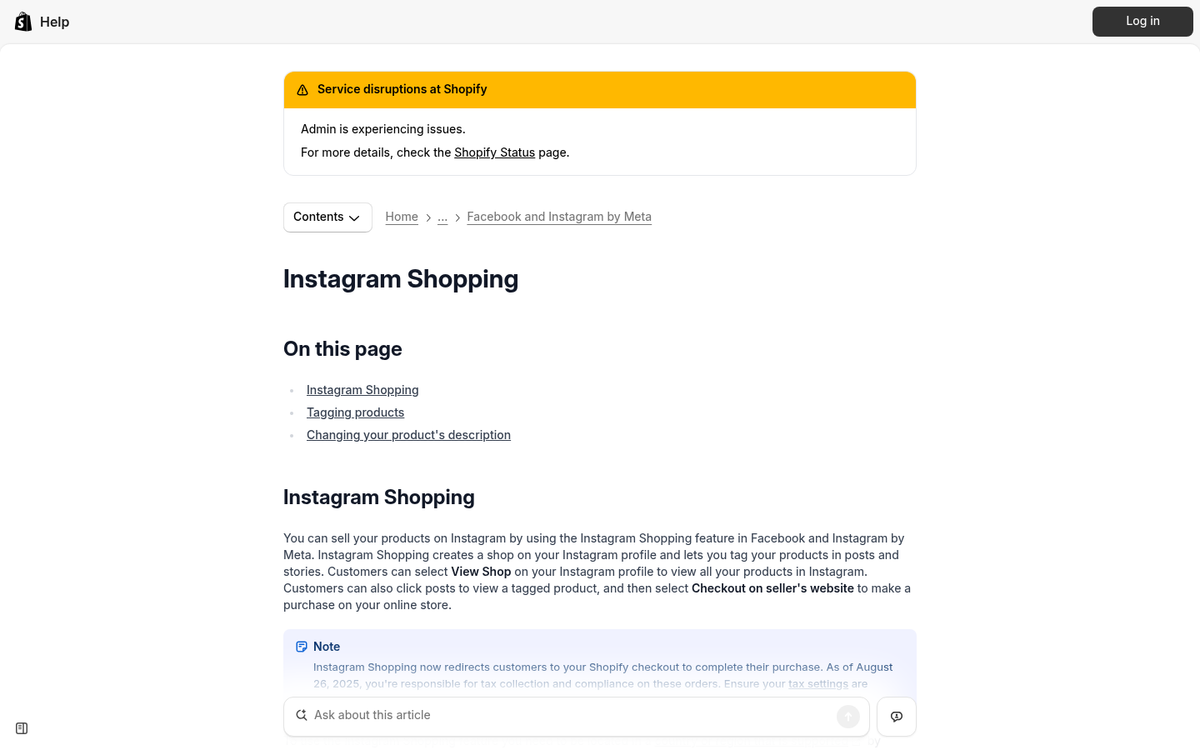 Facebook and Instagram sales channel integration