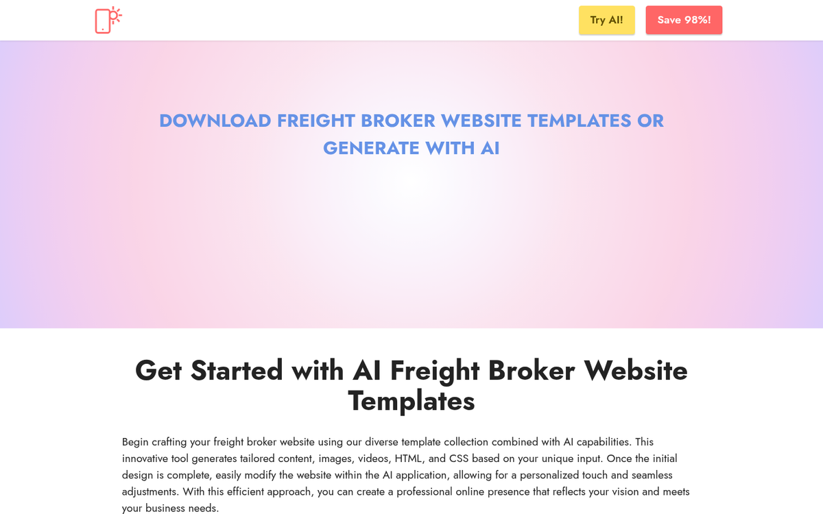 Website setup interface on screen