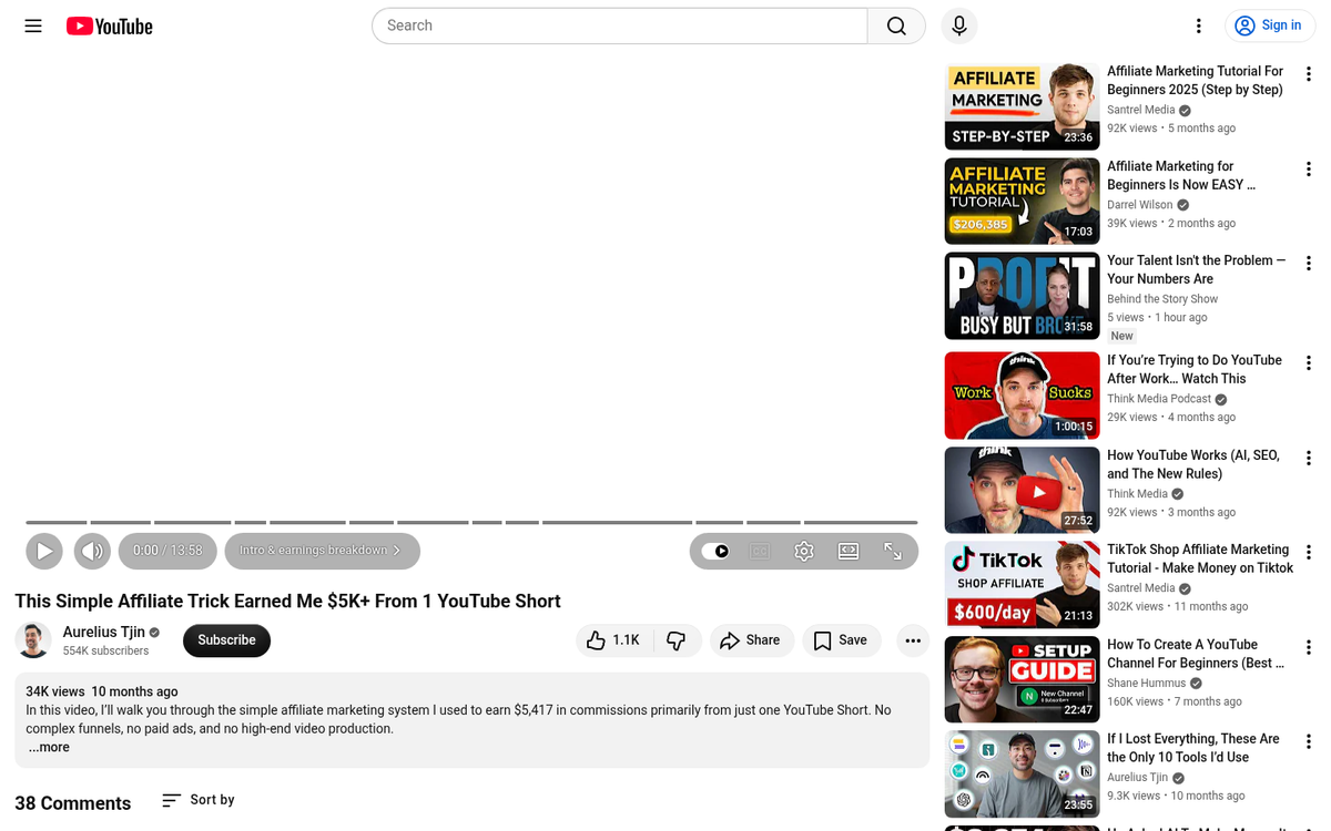 YouTube Shorts interface displaying short video content