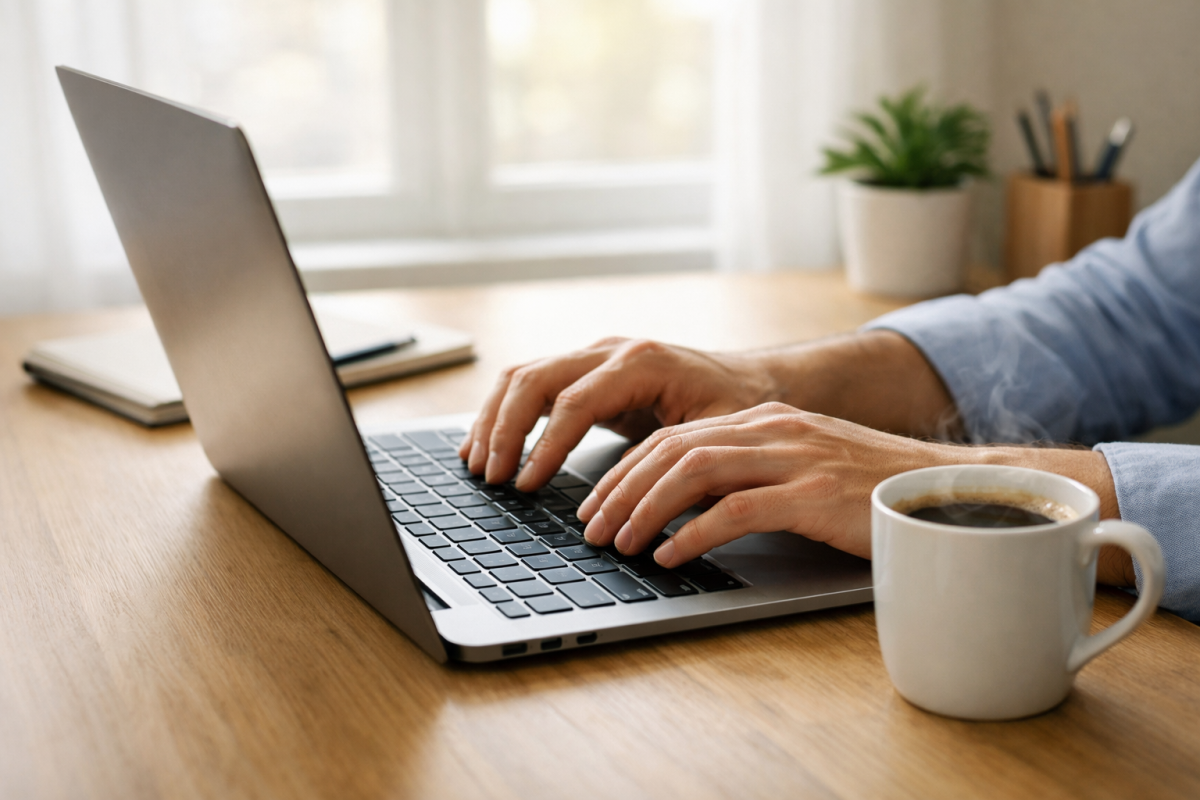 Blogger writing affiliate link review post