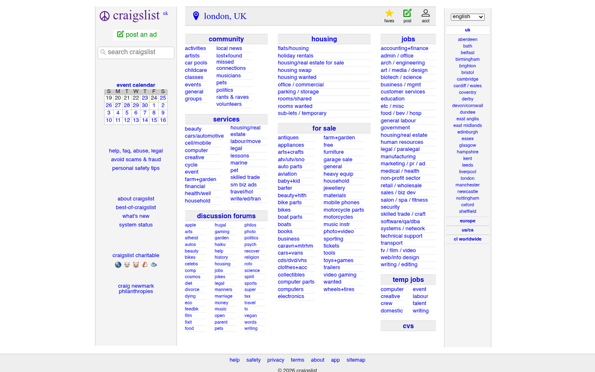 Craigslist classified ad listing page screenshot