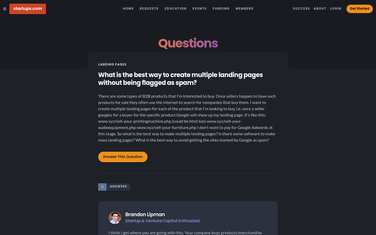 Multiple landing pages displayed side by side