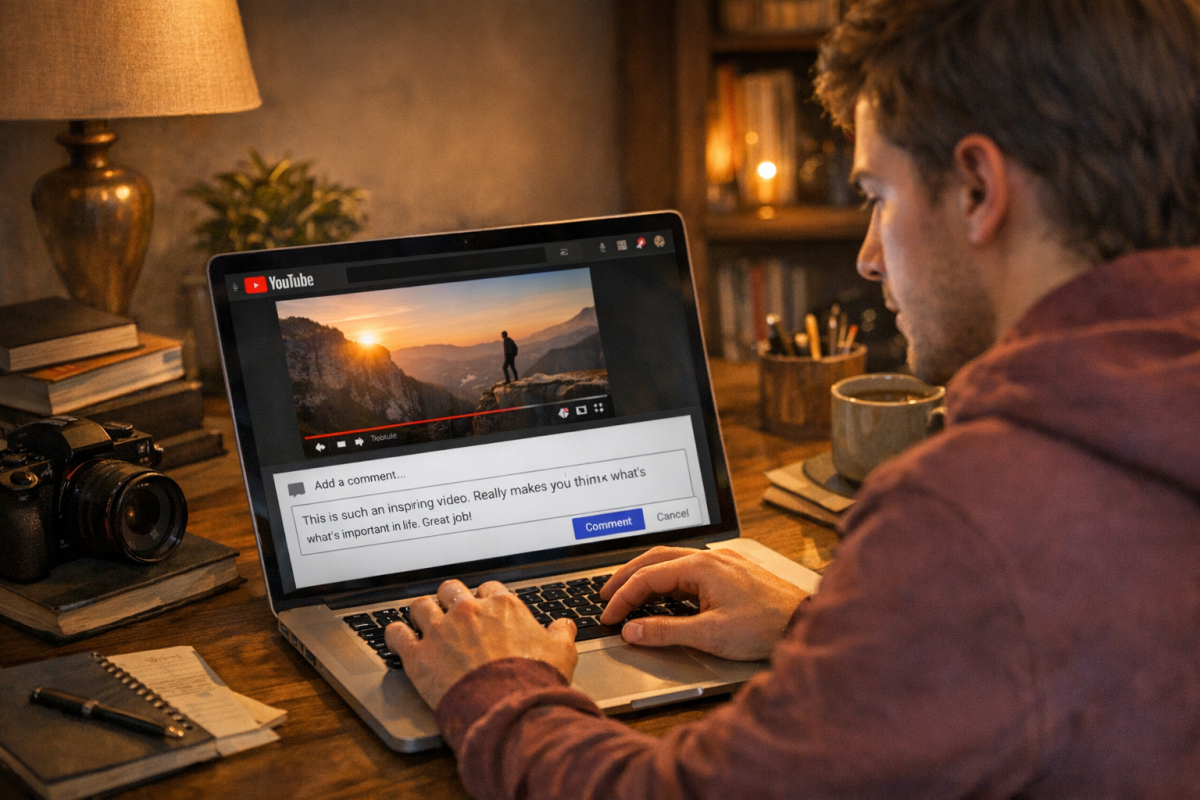 YouTube comment section with affiliate link