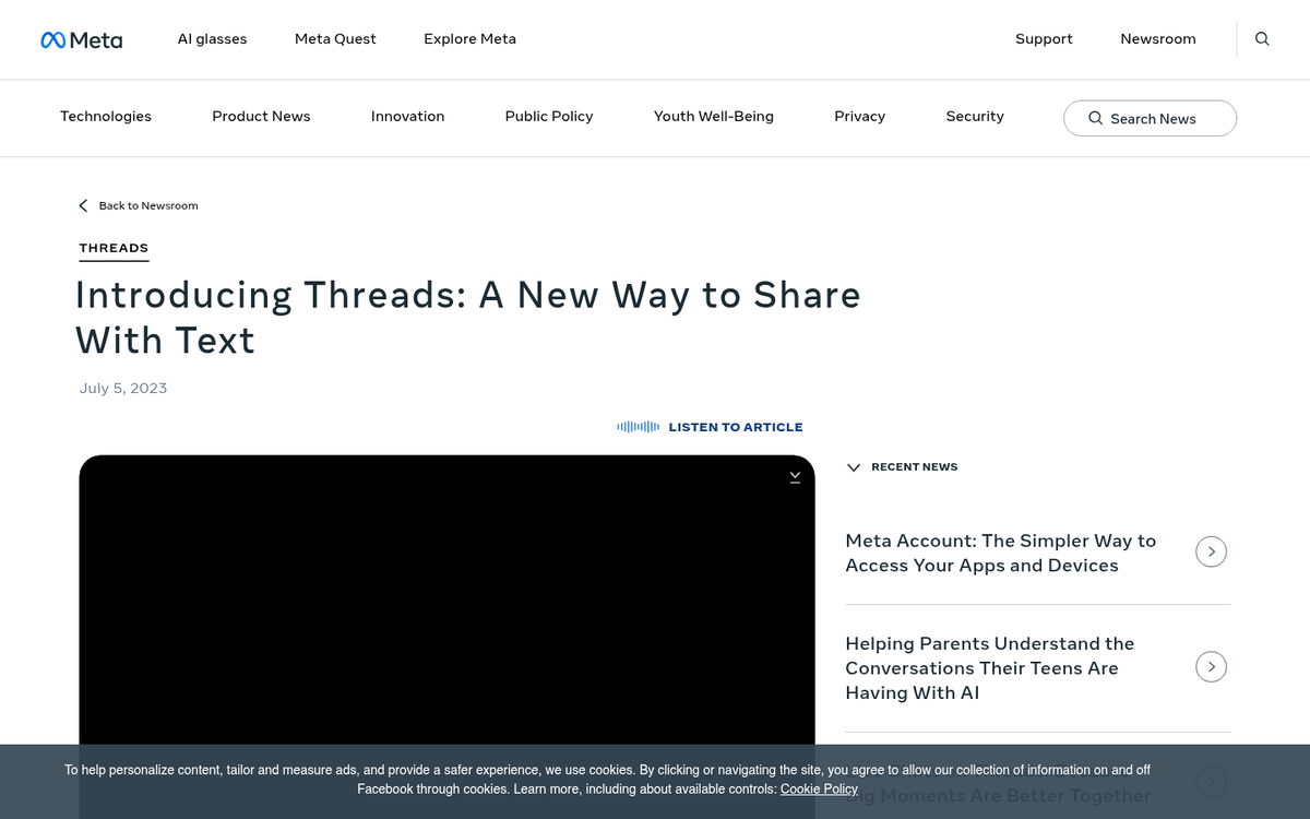 Threads app interface on mobile screen