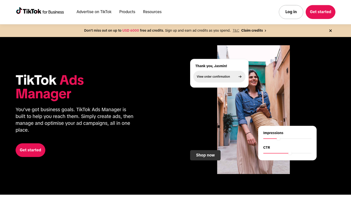 TikTok Ads interface screenshot on desktop