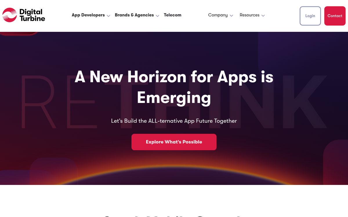 Digital Turbine video ad network homepage screenshot