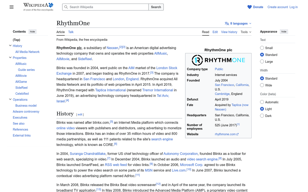 RhythmOne video ad network homepage screenshot
