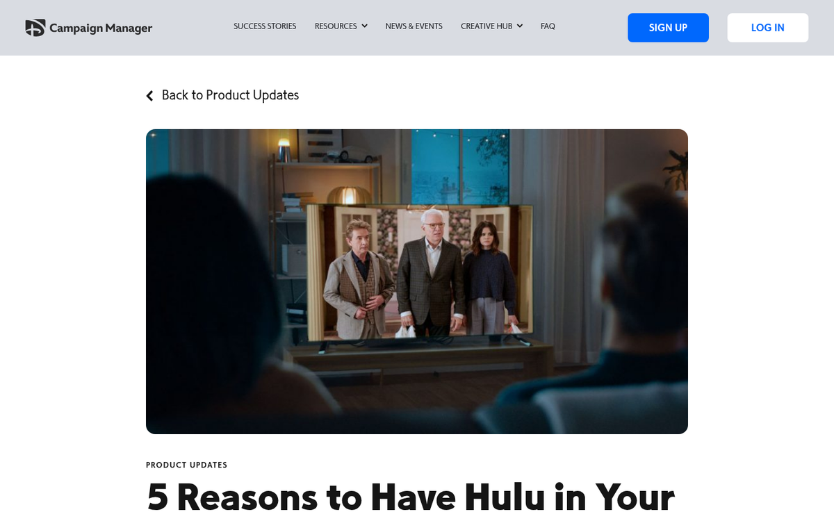 Hulu video streaming platform homepage screenshot