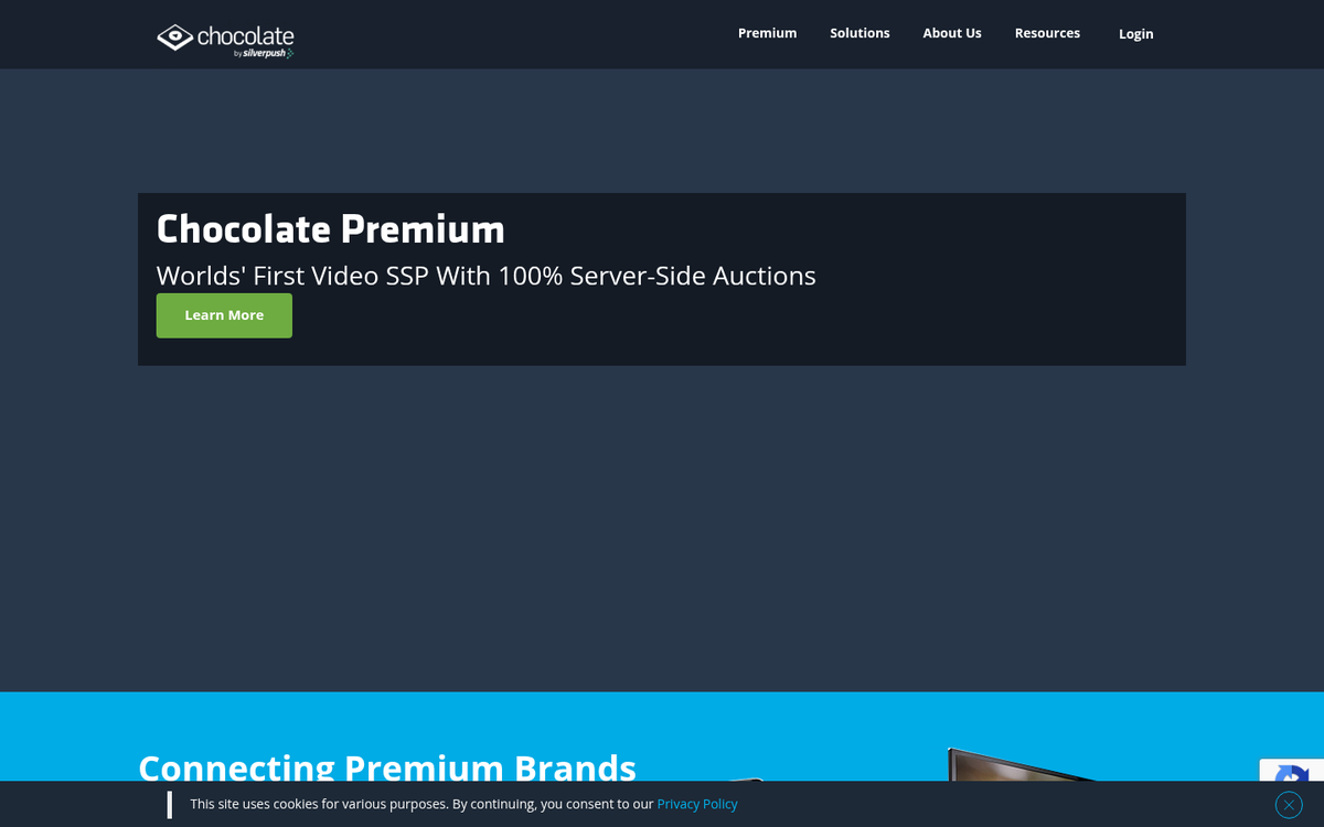 Chocolate Platform video ad network homepage
