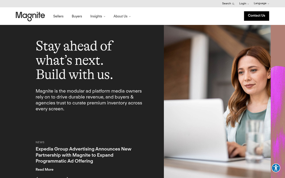 Magnite video ad network homepage screenshot