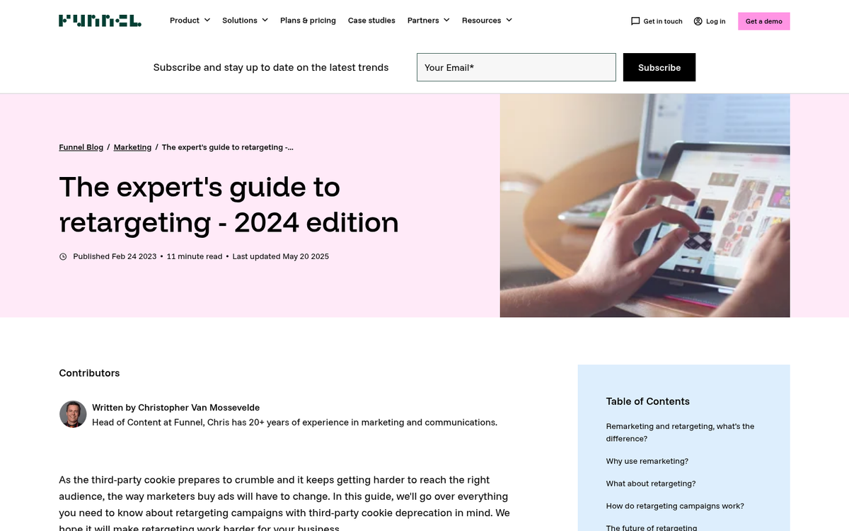 Remarketing ads following website visitors online