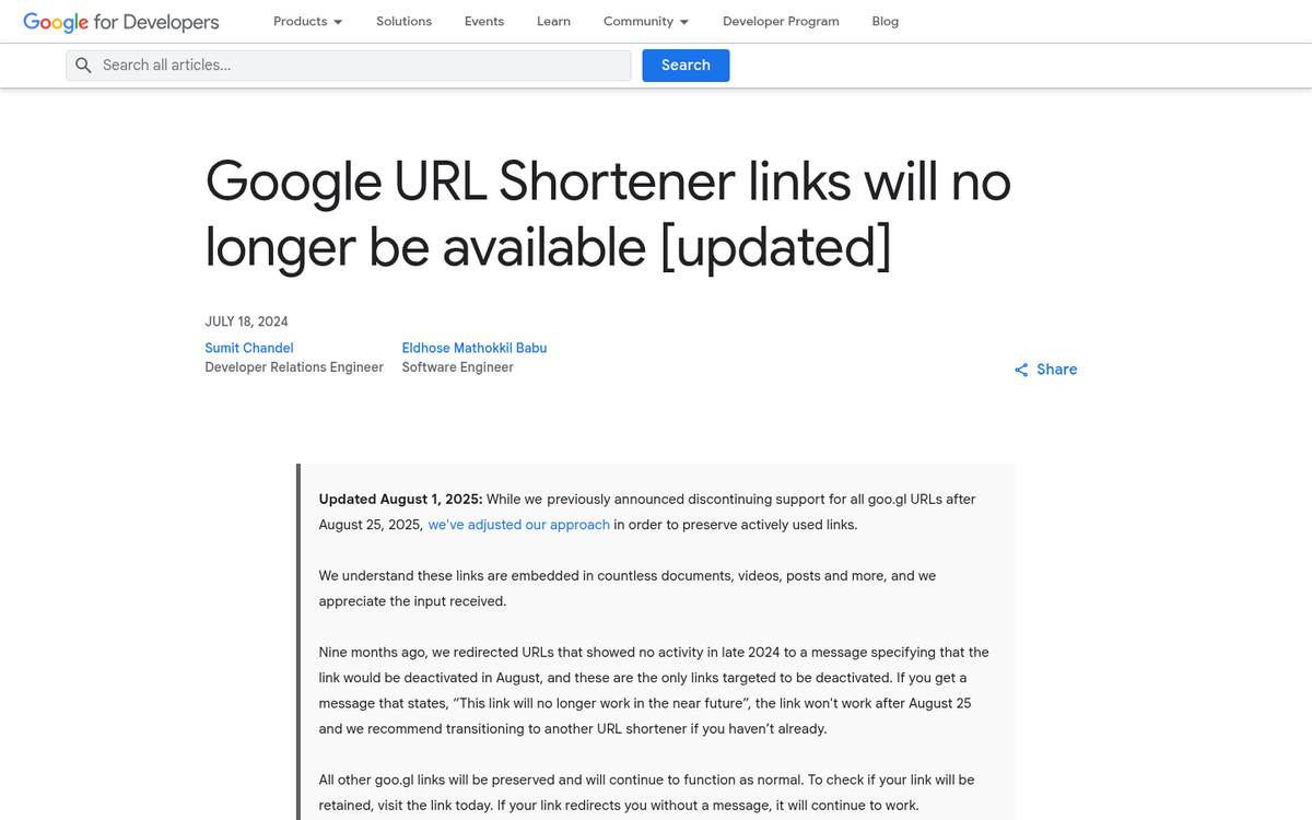 Broken link error on a website page