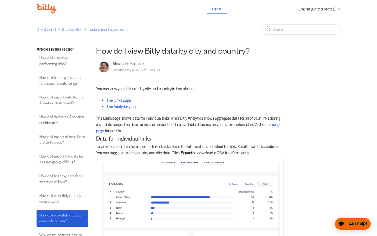 Public link analytics dashboard on screen