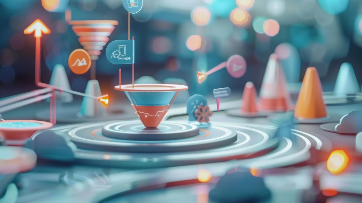 Person following directional arrows on path