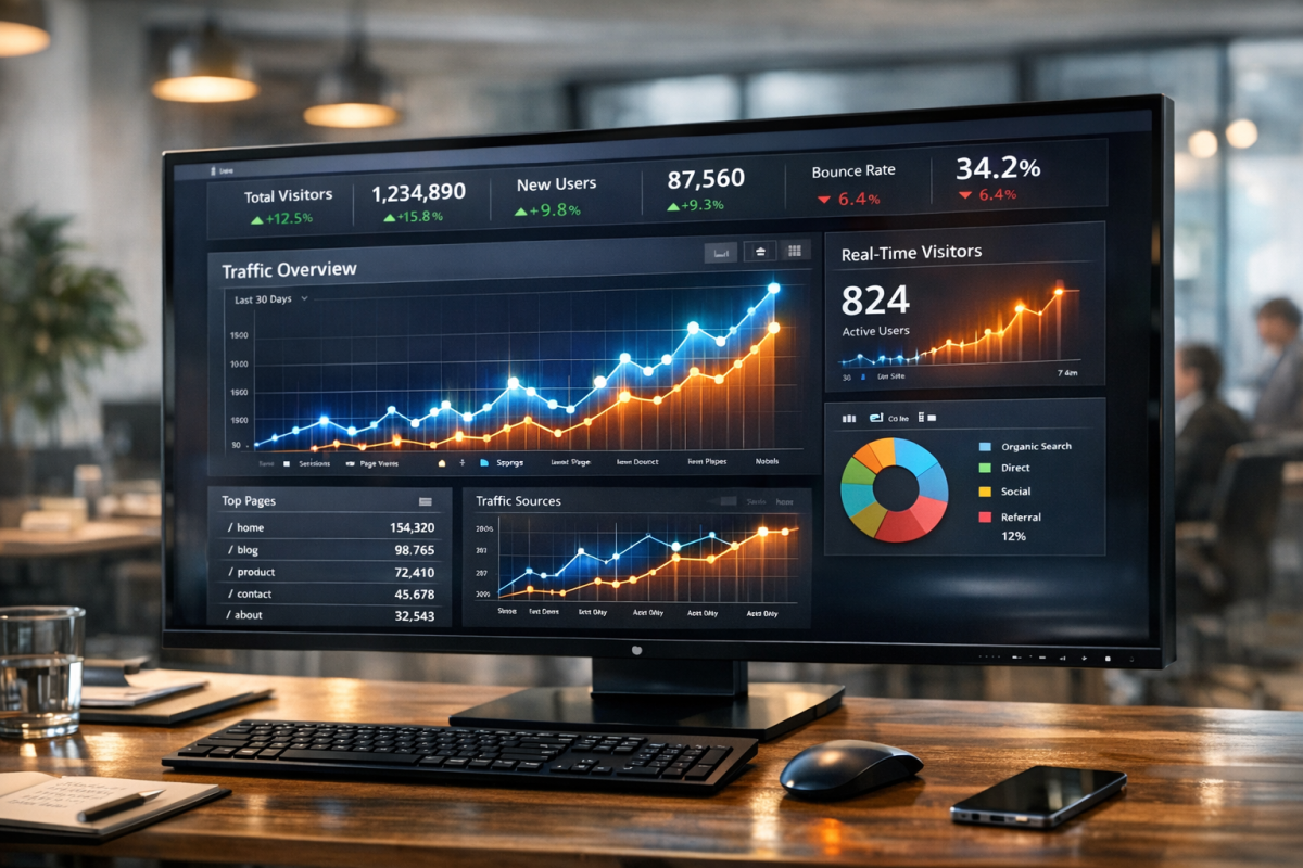 Website traffic graph showing visitor growth
