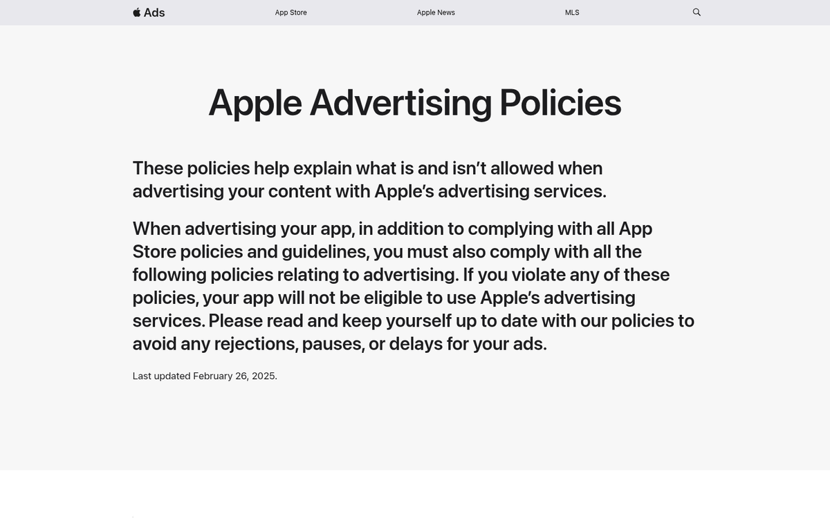 Apple Search Ads campaign restrictions and limitations