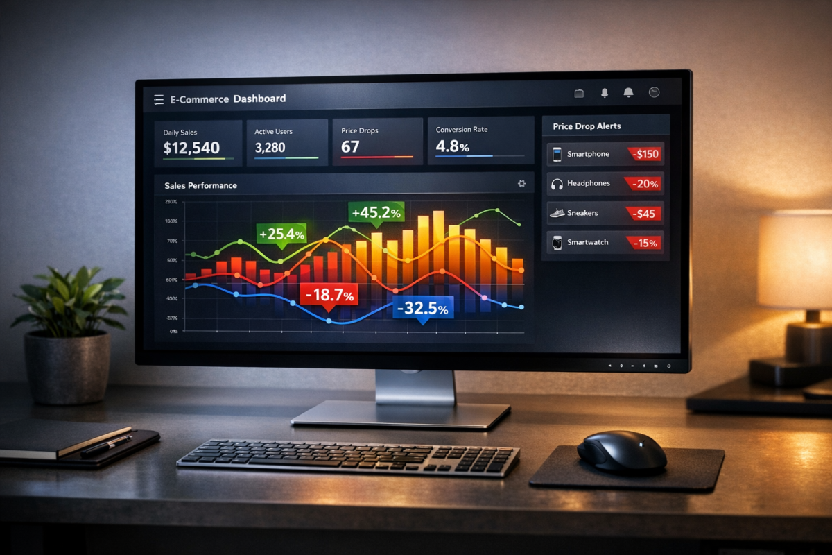 Scrolling ticker displaying promotional deals