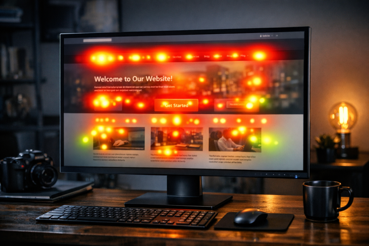 Heatmap showing user clicks on webpage