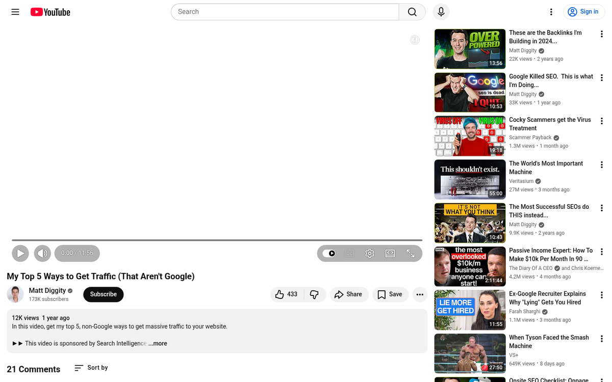 Diverse website traffic sources beyond Google search