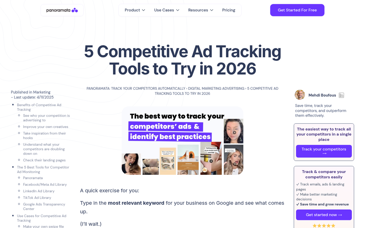Competitor display ads dashboard overview