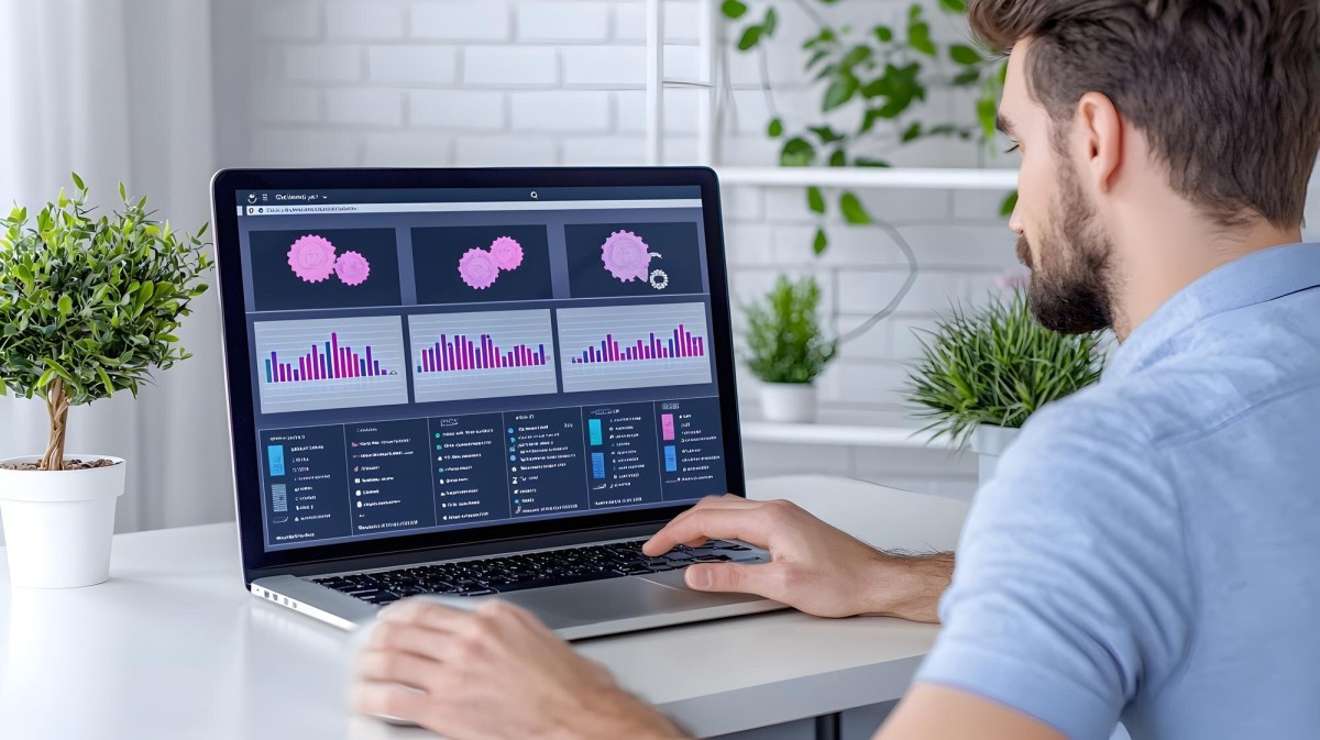 Social media engagement metrics on screen