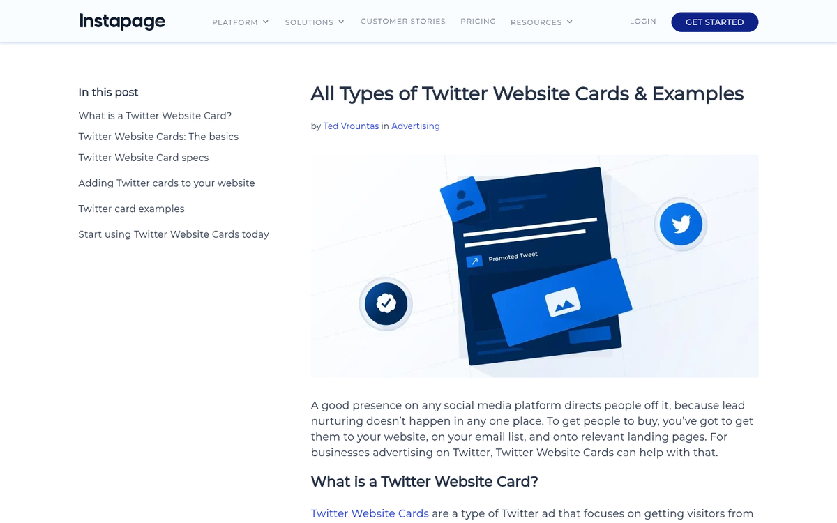 Twitter website card ad example screenshot