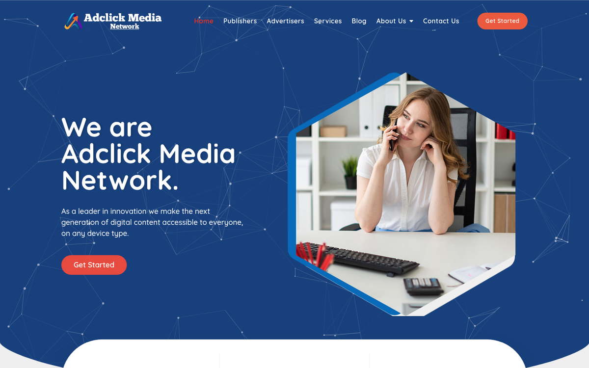 AdClick Media advertising network homepage screenshot