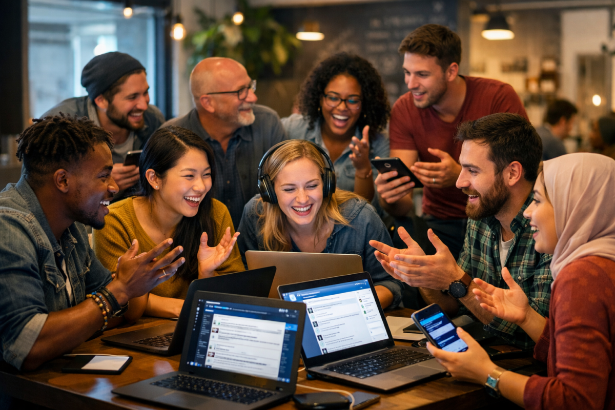 People engaging in online forum discussions