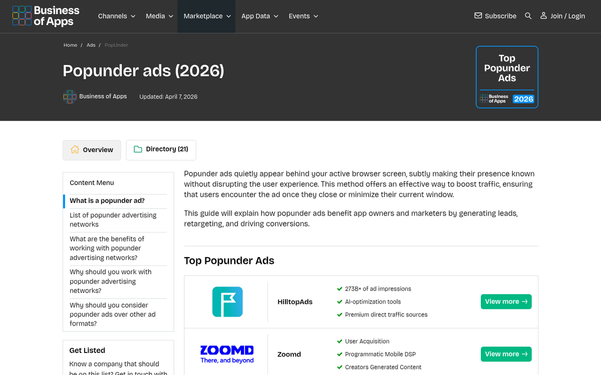 Pop-under ad appearing behind browser window