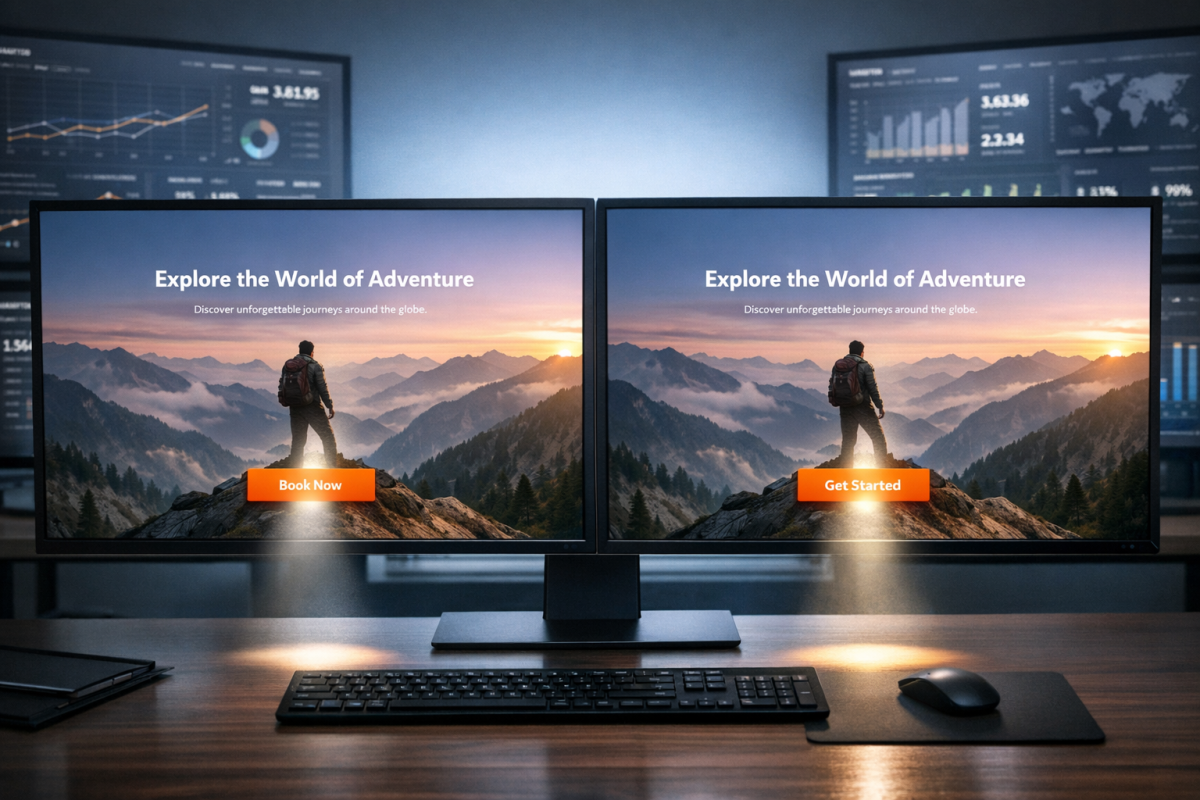 Split testing two webpage design variations