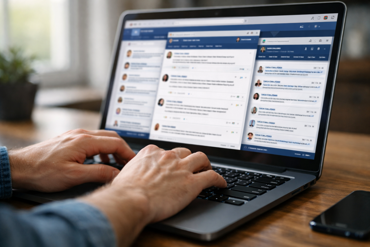 Person creating an online discussion forum