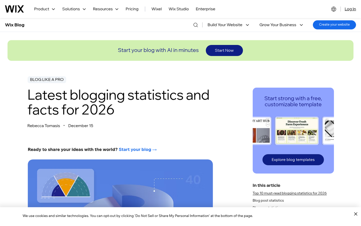Person reading a business blog post online