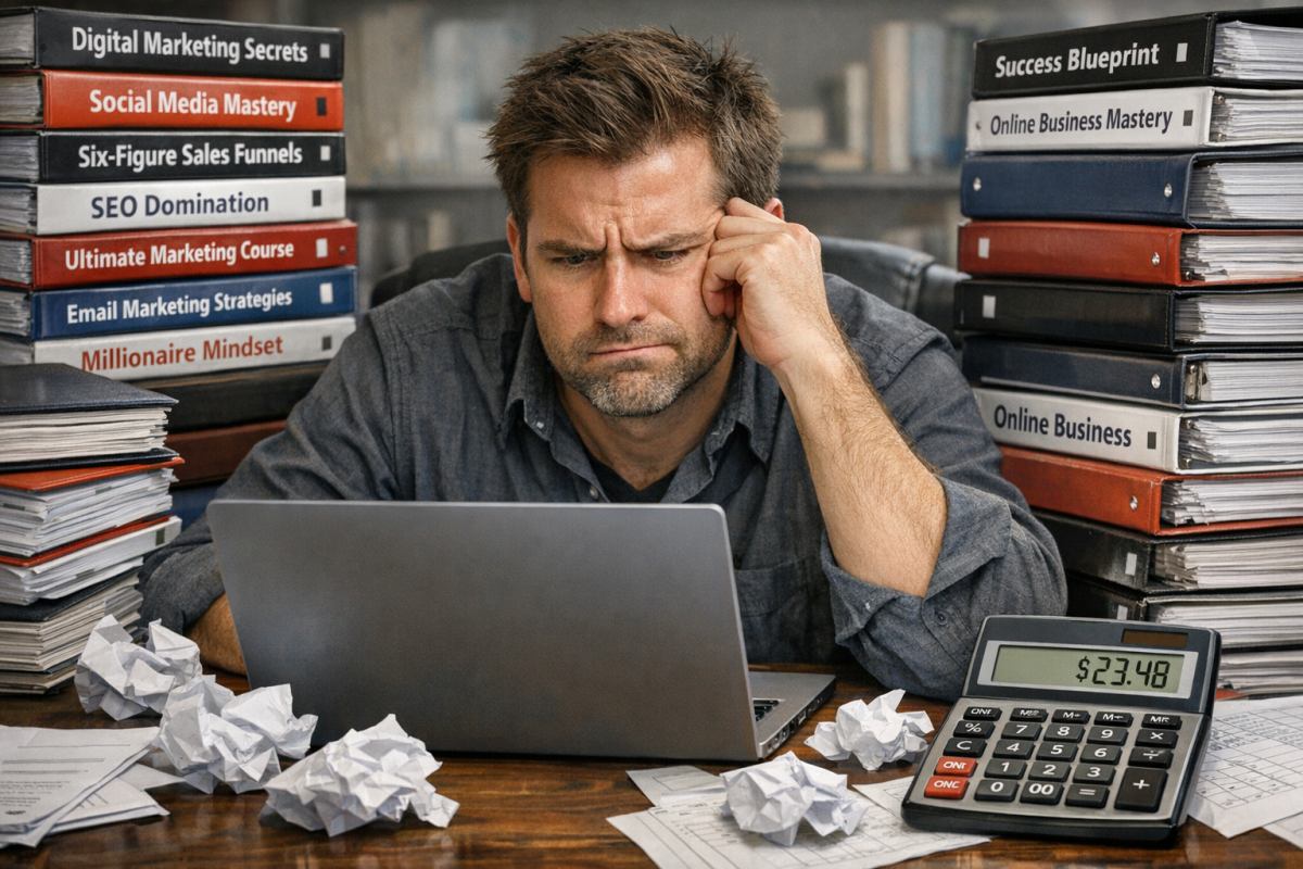 Person following misleading directions on signpost