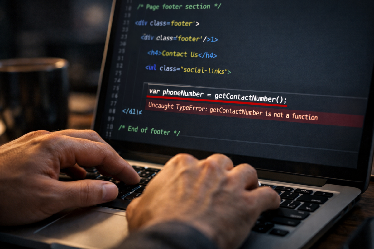 Broken analytics code on website dashboard